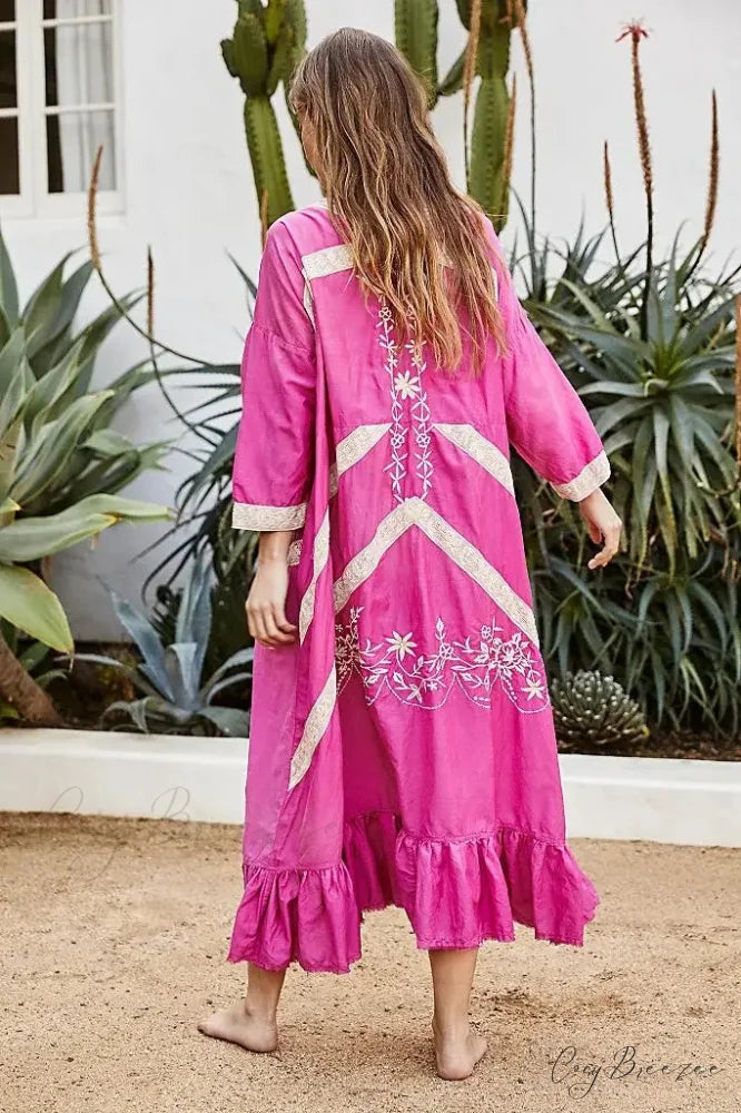 Cotton Rayon Long Sleeve Boho Dress bohodress-250126