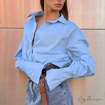 Cotton Relaxed Vintage Street-style Blouse blouse-250126