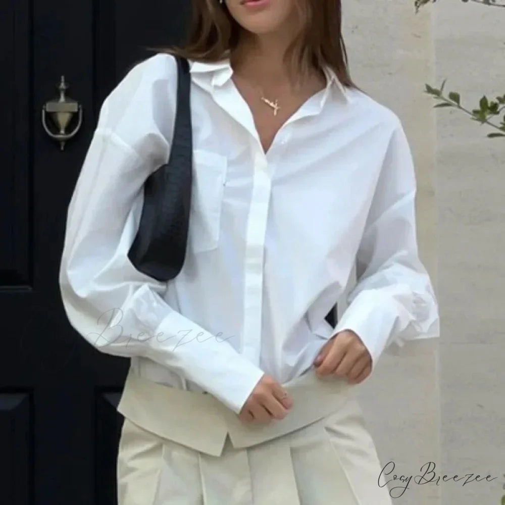 Cotton Relaxed Vintage Street-style Blouse blouse-250126