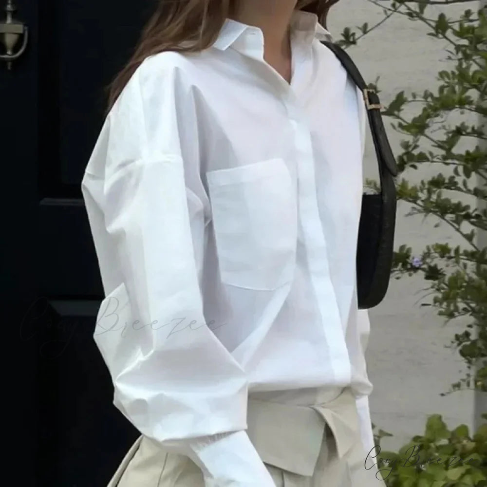 Cotton Relaxed Vintage Street-style Blouse blouse-250126