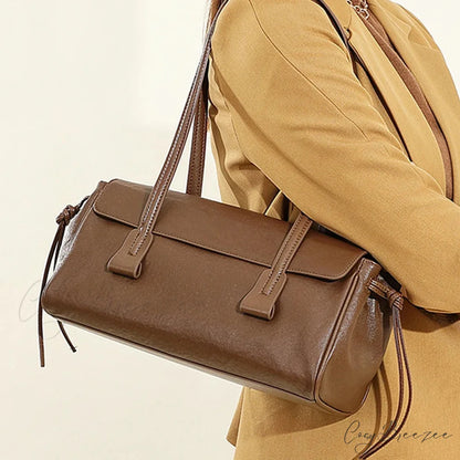 Cow Genuine Leather Luxury Satchel Brown shoulder-250126