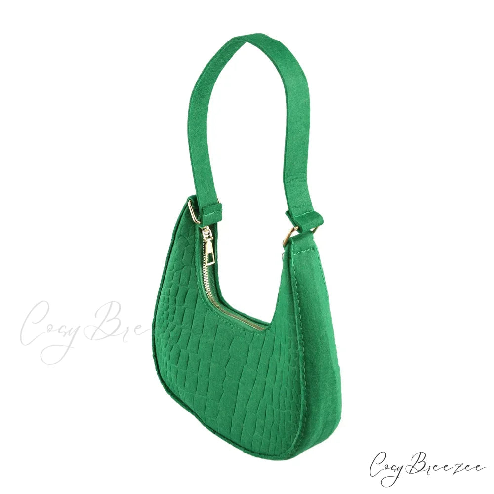 Cow Prints Underarm Shoulder Bag for Women Green shoulder-250126