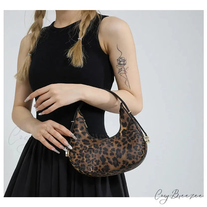 Cow Prints Underarm Shoulder Bag for Women leopard print shoulder-250126