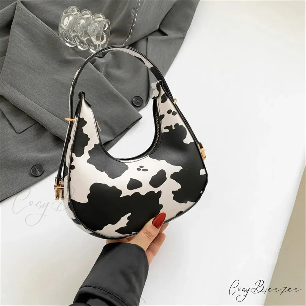 Cow Prints Underarm Shoulder Bag for Women cow print shoulder-250126