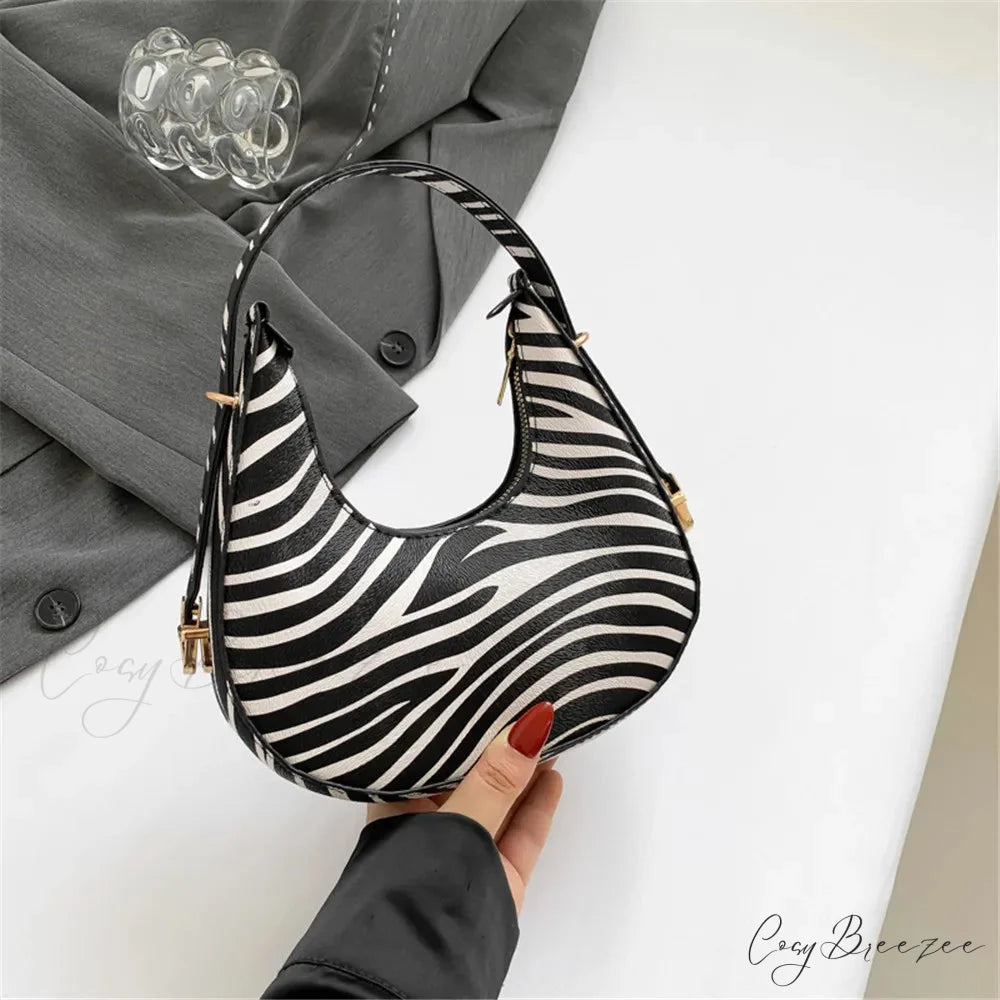 Cow Prints Underarm Shoulder Bag for Women zebra print shoulder-250126