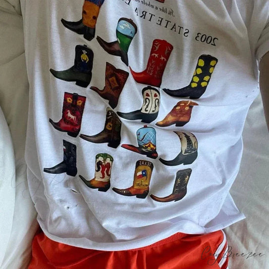 Cowboy Boots Throwback Graphic Tee WHITE / S t-shirt-250223