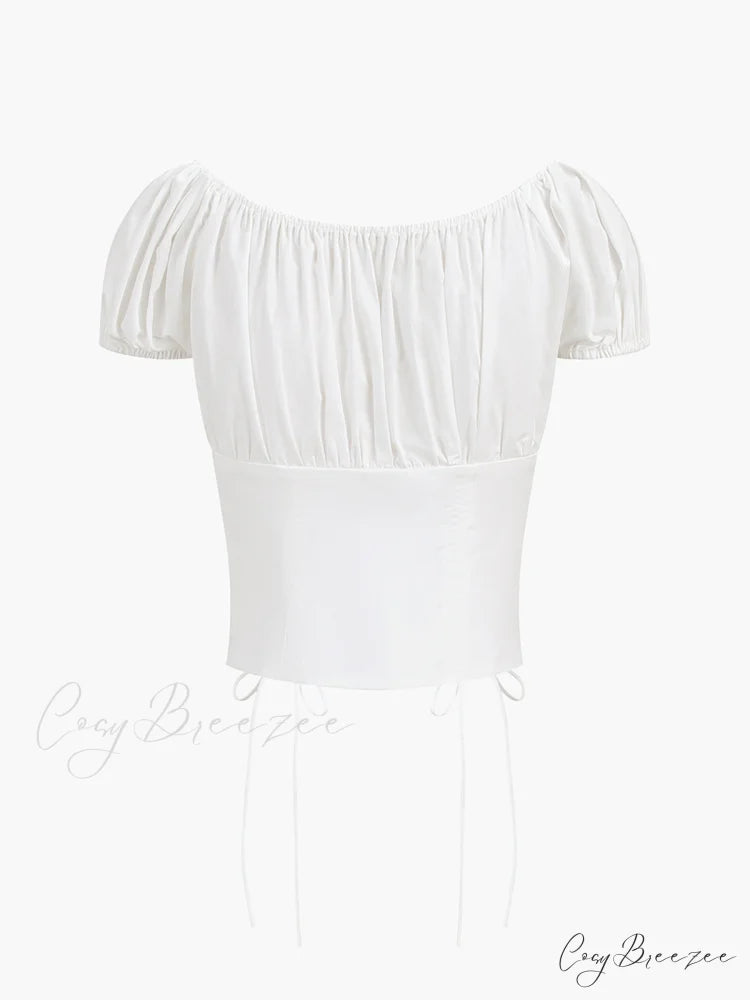 Cowgirl Aesthetics Drawstring Trendy Corset Crop Top