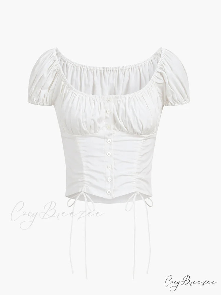 Cowgirl Aesthetics Drawstring Trendy Corset Crop Top