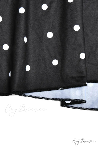 Cowl Neck Slit Dress with Polka Dots