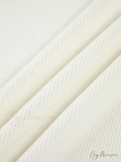 Cream Flare Long Trendy Sleeve Knit Top