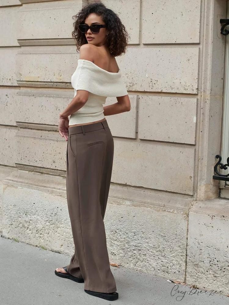 Creamy Off-Shoulder Graceful Knit Top