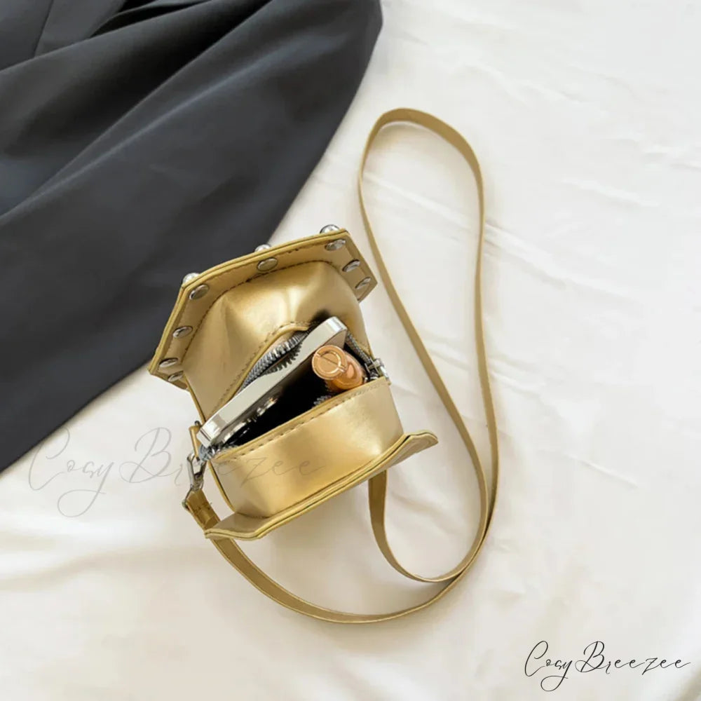 Creative PU Coffin Shape Embroidery Underarm Phone Office Travel Bag