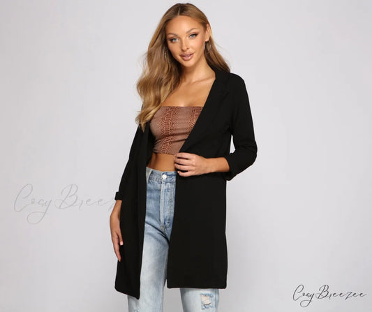 Crepe Long Line Blazer BLACK / S