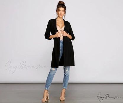 Crepe Longline Blazer for Boss Babes BLACK / S