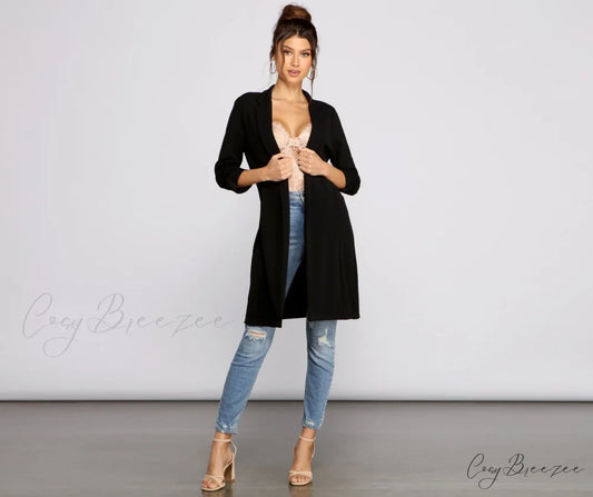 Crepe Longline Blazer for Boss Babes BLACK / S