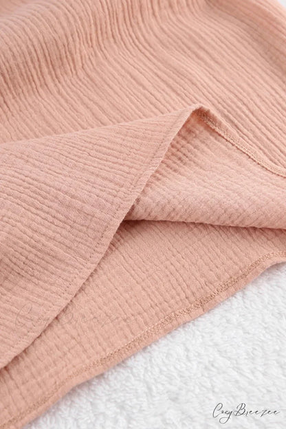 Crepe V Neck Puff Sleeve Loose Dress