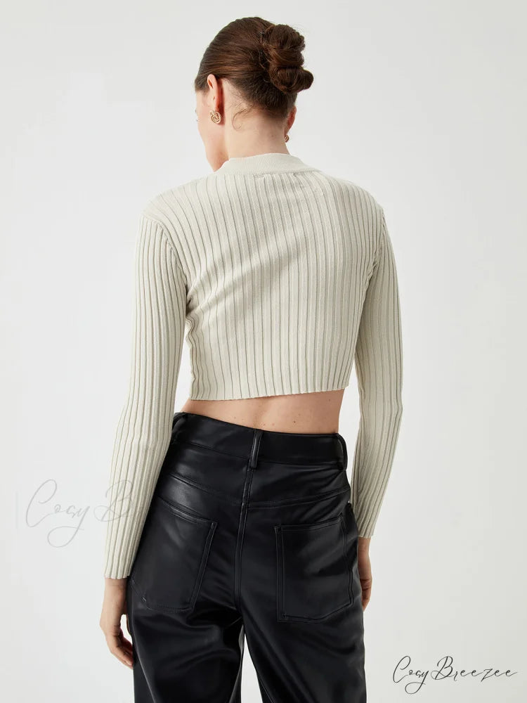 Criss Cross Knit Trendy Halter Crop Top