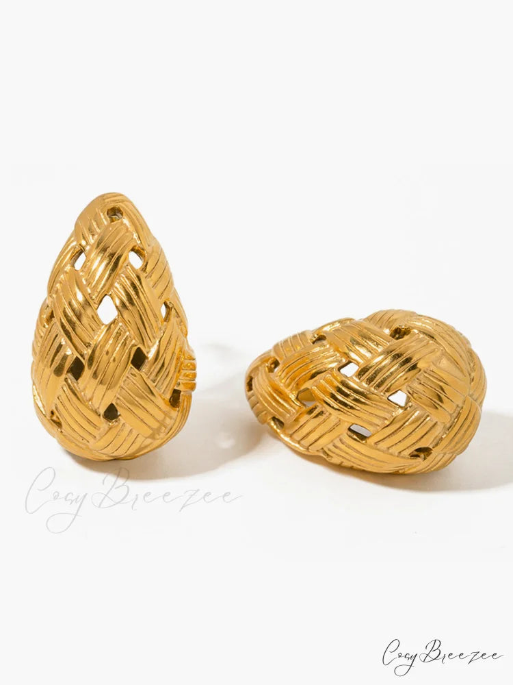 Crisscross Charming Honeycomb Earrings Gold / One Size
