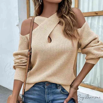 Crisscross Cold-Shoulder Sweater