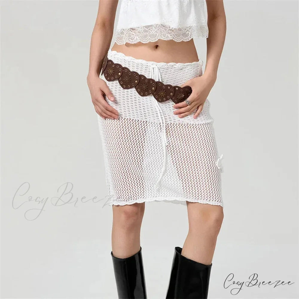 Crochet 3D Blossom Knit Skirt skirts-250223