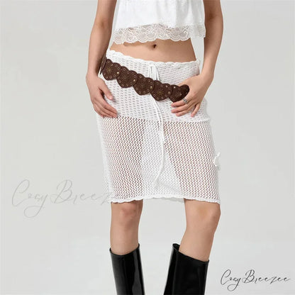 Crochet 3D Blossom Knit Skirt skirts-250223