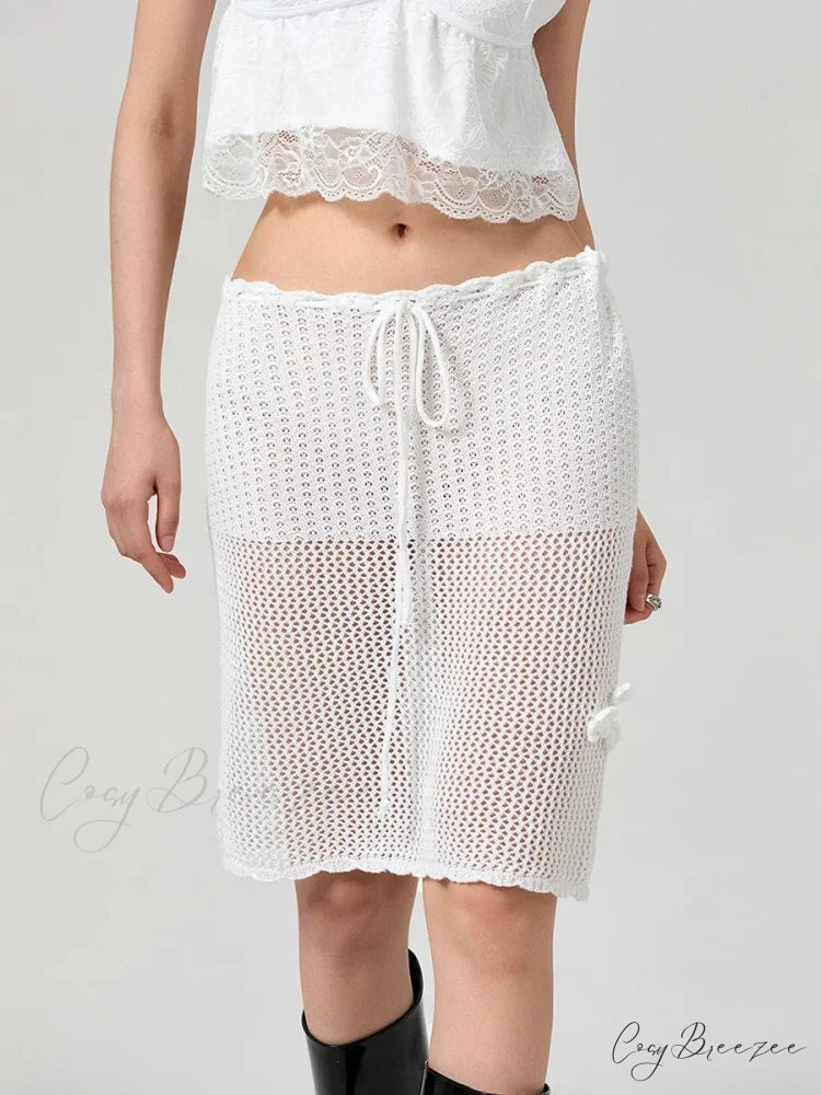 Crochet 3D Blossom Knit Skirt skirts-250223