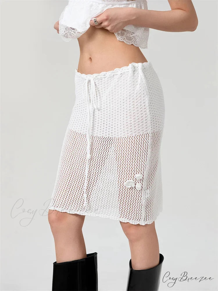 Crochet 3D Blossom Patchwork Skirt skirts-250223