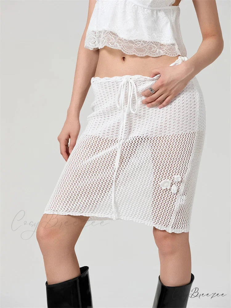 Crochet 3D Blossom Patchwork Skirt skirts-250223