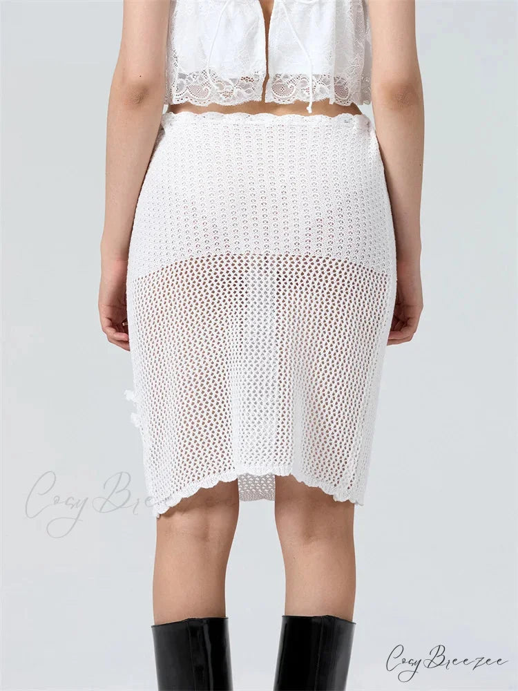 Crochet 3D Blossom Patchwork Skirt skirts-250223
