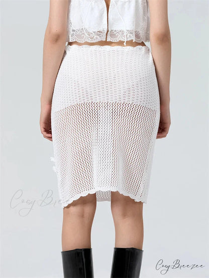 Crochet 3D Blossom Patchwork Skirt skirts-250223