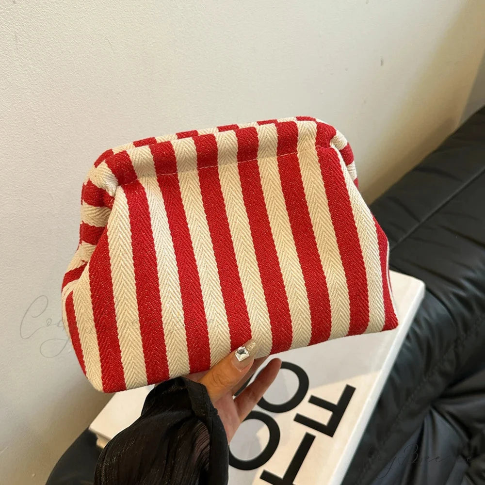 Crochet Canvas Colorblock Summer Clutch Red wristlet-250126