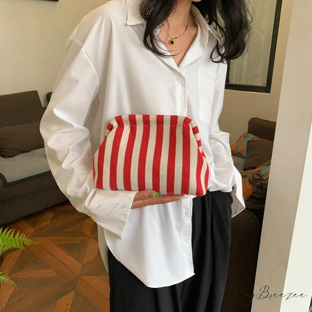 Crochet Canvas Colorblock Summer Clutch wristlet-250126