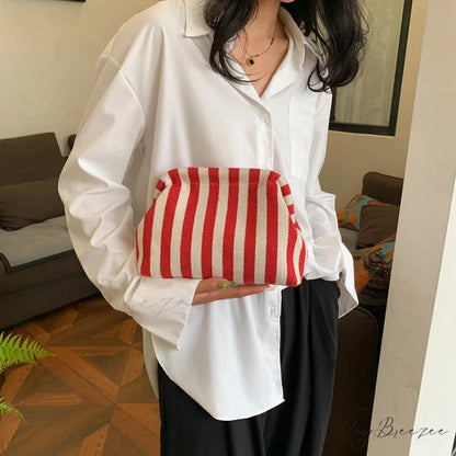 Crochet Canvas Colorblock Summer Clutch wristlet-250126