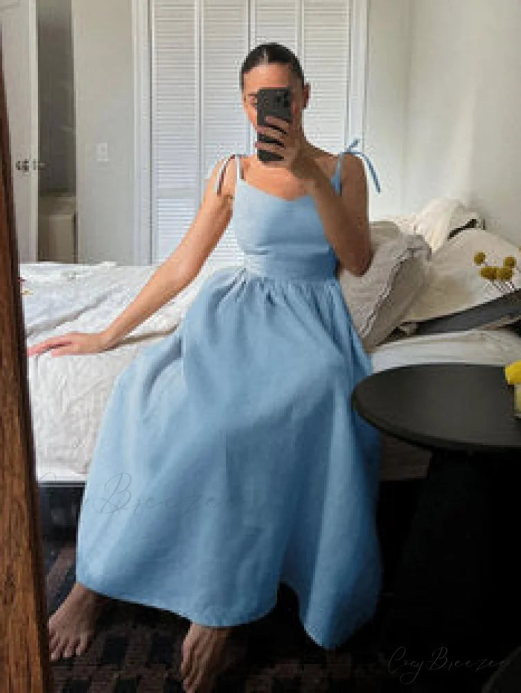 Crochet Cutie Stylish Linen Maxi Dress