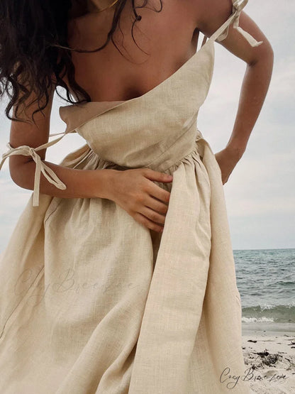 Crochet Cutie Stylish Linen Maxi Dress