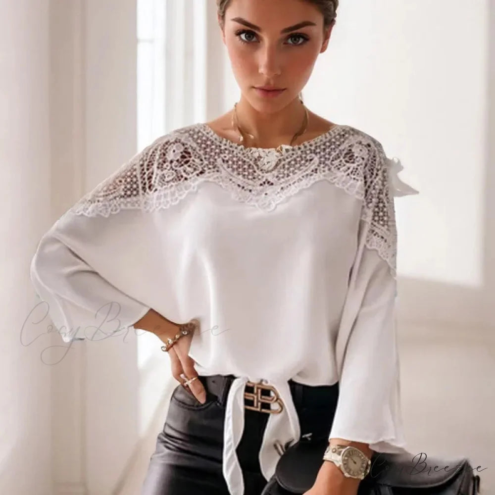 Crochet Embroidery Lace Sexy White Shirt Crop Top blouse-250126