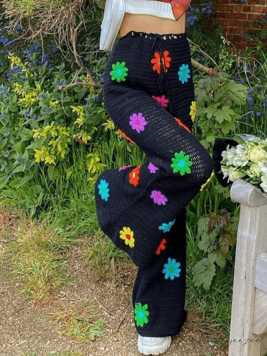 Crochet Hollow Graceful Sweater Dress Black / S