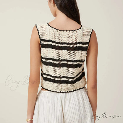 Crochet Hollow V-Neck Crop Top croptop-250223