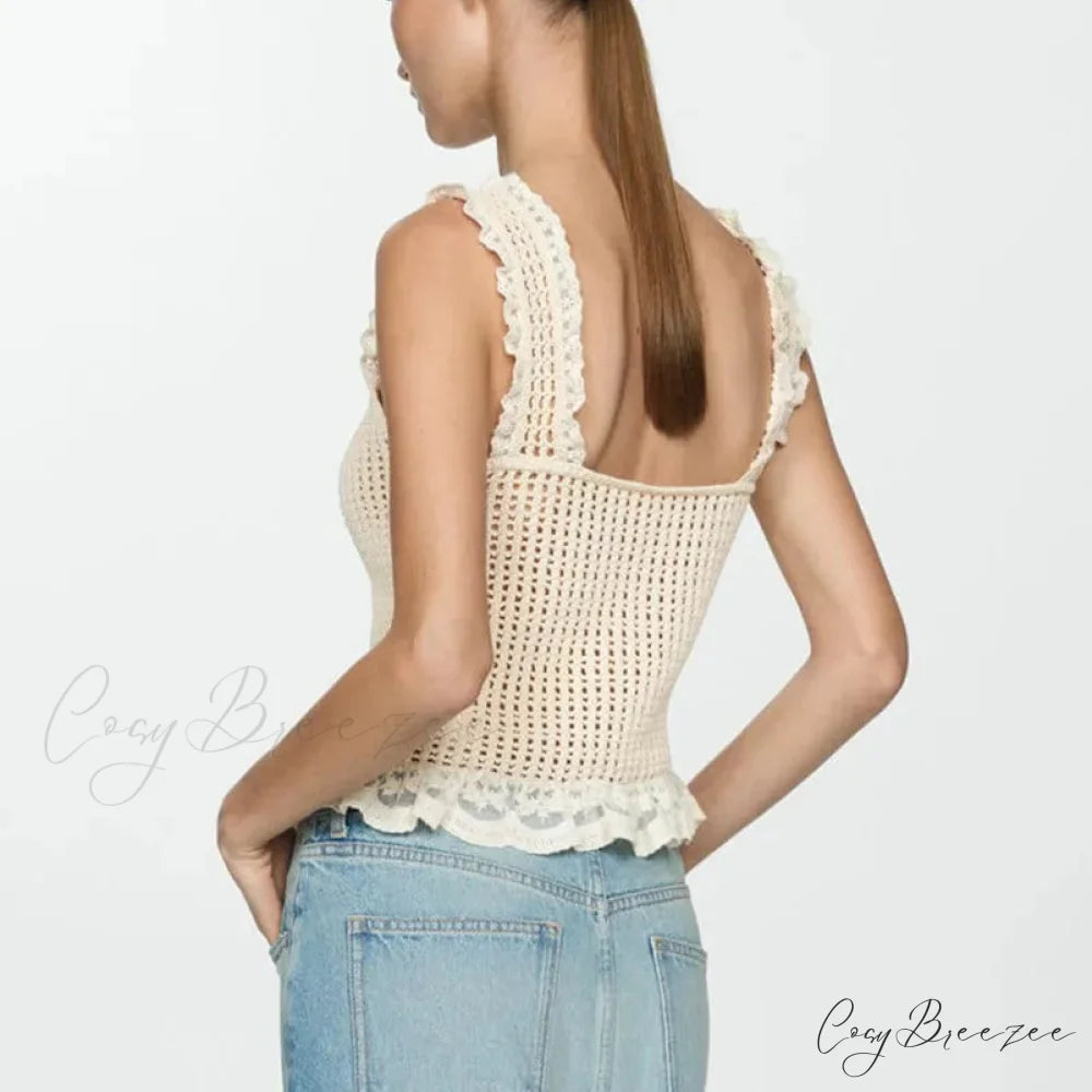 Crochet Tie-Front Knit Crop Top croptop-250223