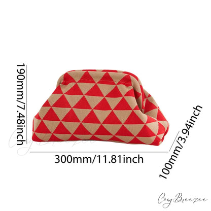 Crochet Woven Beach Clutch Black Red wristlet-250126