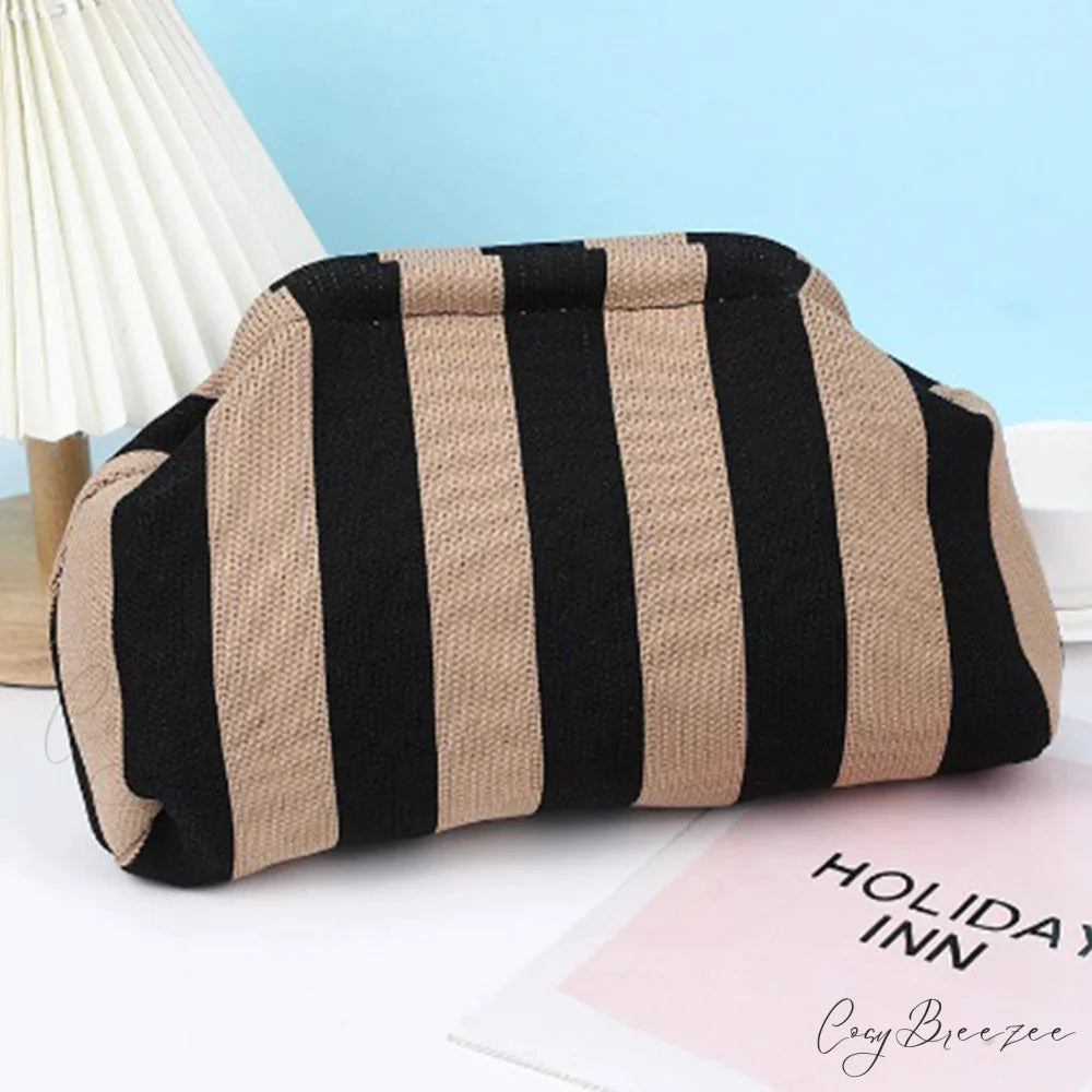 Crochet Woven Beach Clutch Black White1 wristlet-250126
