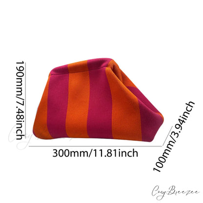 Crochet Woven Beach Clutch Orange Purple wristlet-250126