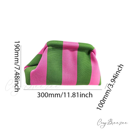 Crochet Woven Beach Clutch Pink Green wristlet-250126