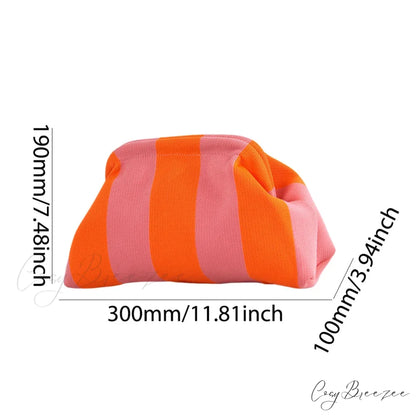 Crochet Woven Beach Clutch Pink Orange wristlet-250126