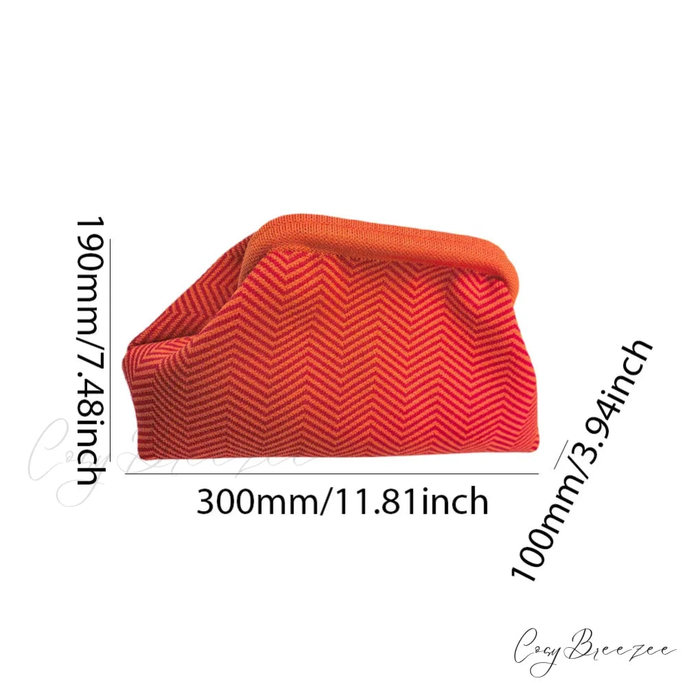Crochet Woven Beach Clutch Red Pink wristlet-250126