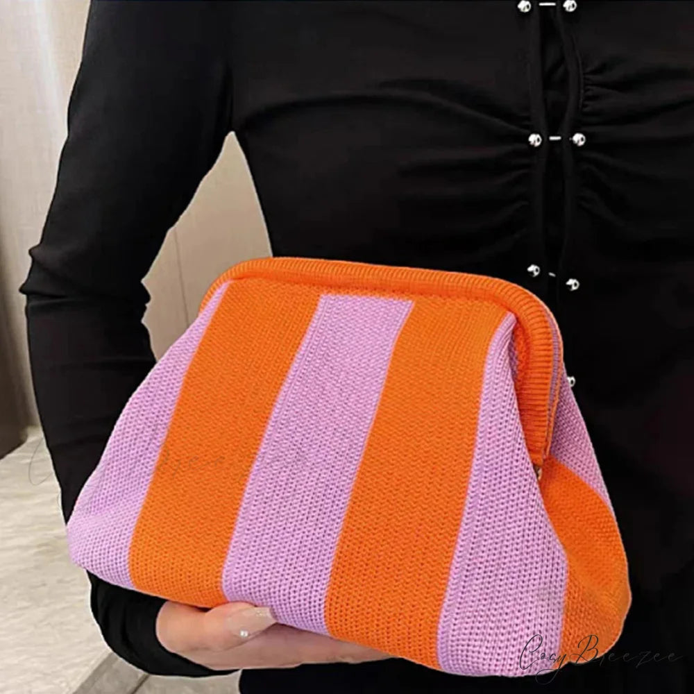 Crochet Woven Beach Clutch wristlet-250126