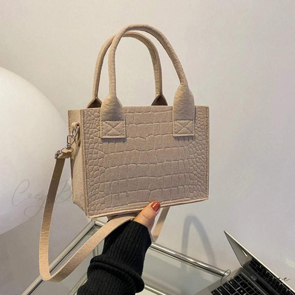 Crocodile Grain Simple PU Leather Shoulder Handbag handbag-250126