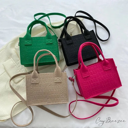 Crocodile Grain Simple PU Leather Shoulder Handbag handbag-250126