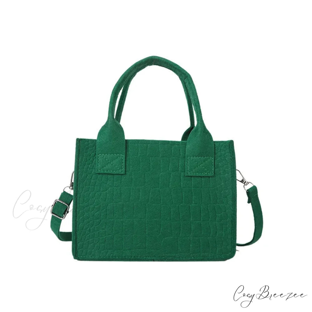 Crocodile Grain Simple PU Leather Shoulder Handbag Green handbag-250126