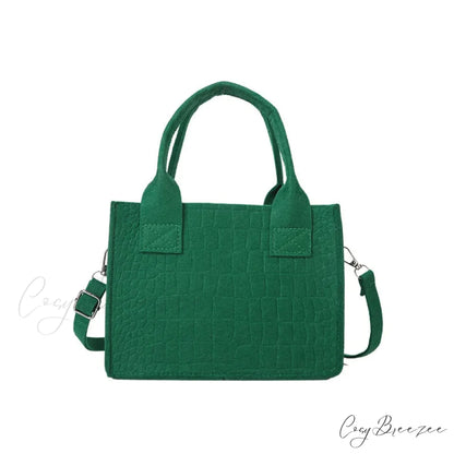 Crocodile Grain Simple PU Leather Shoulder Handbag Green handbag-250126